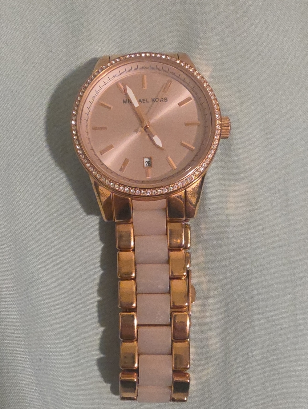 Michael Kors Rose Gold and Blush Two-Tone Crystal Watch
